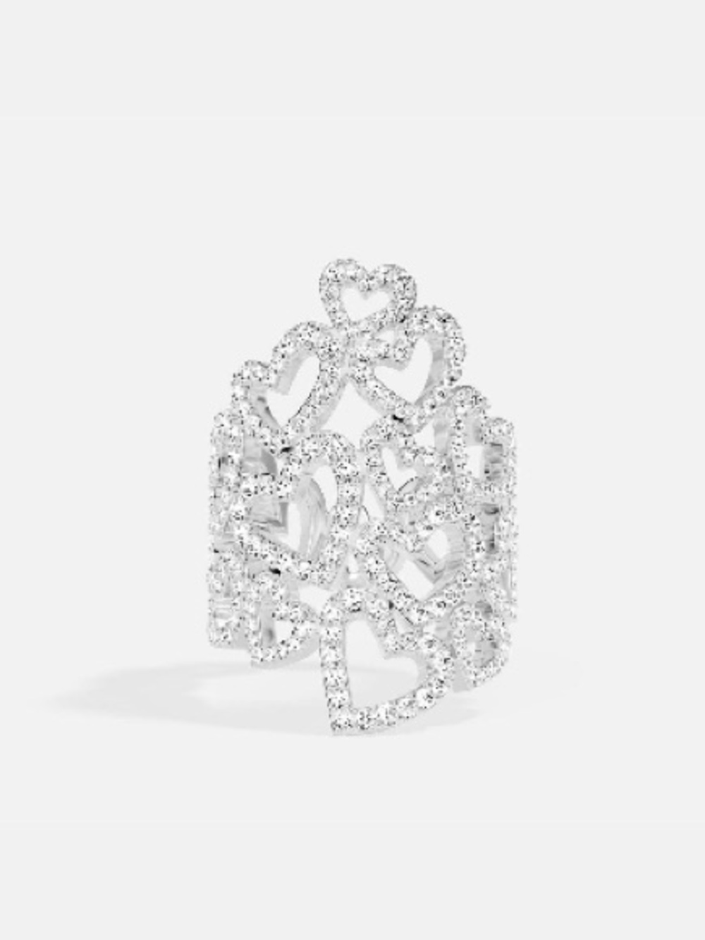 APM MONACO festival Heart Cluster Pavé Ring - Elegant Silver Tone